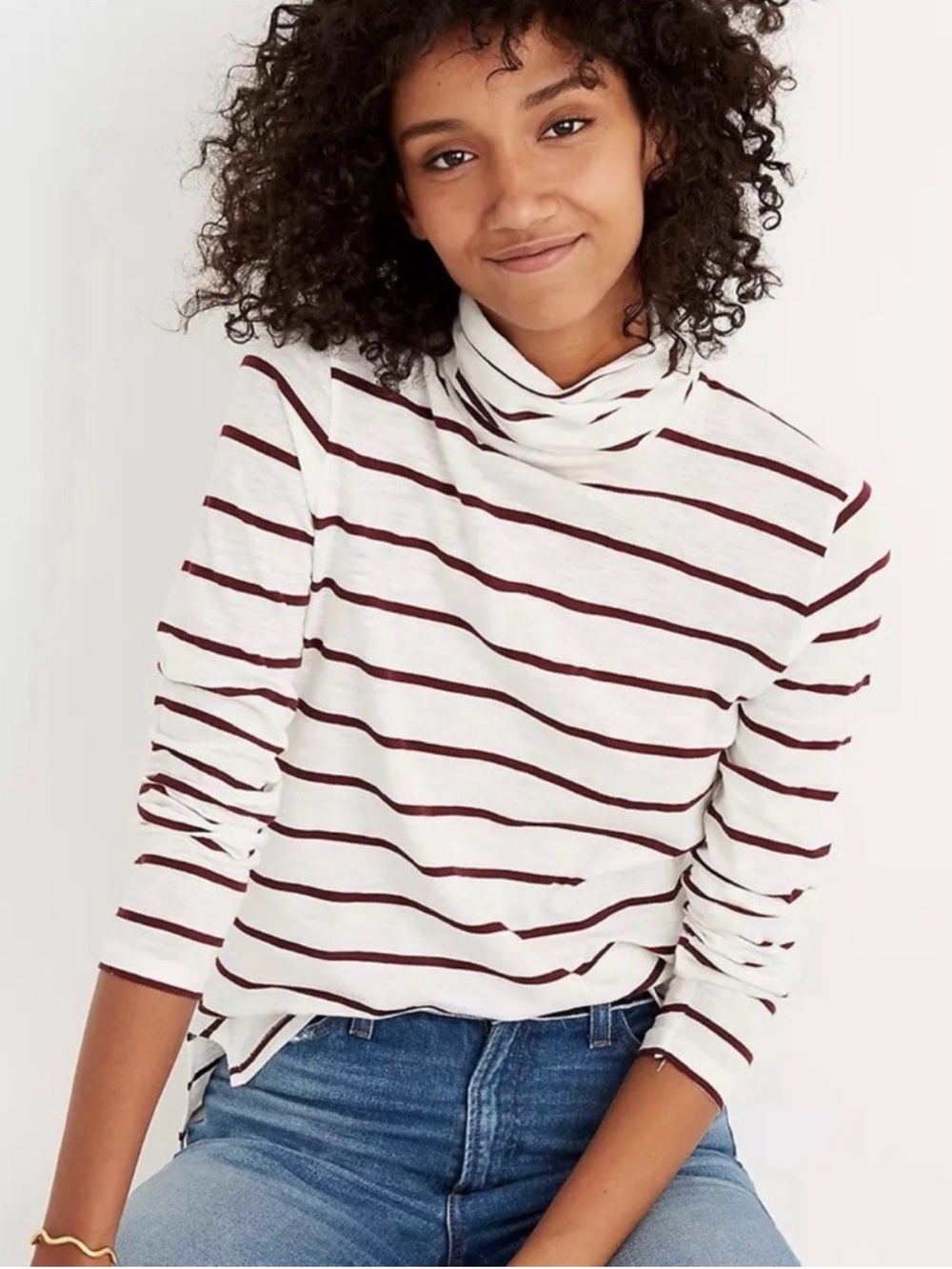 MADEWELL Nautical Fisherman Coastal Striped Long Sleeve Turtleneck Tee Size XS